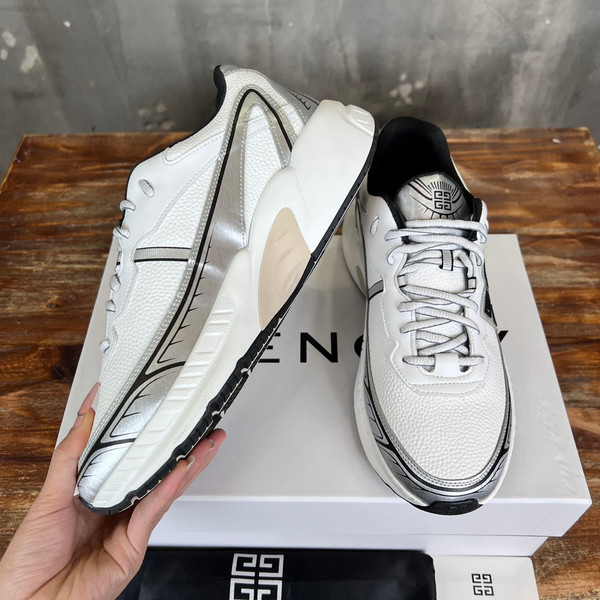 Givenchy Nfnty-52 Sneakers Mesh Calfskin Leather, White/Silver