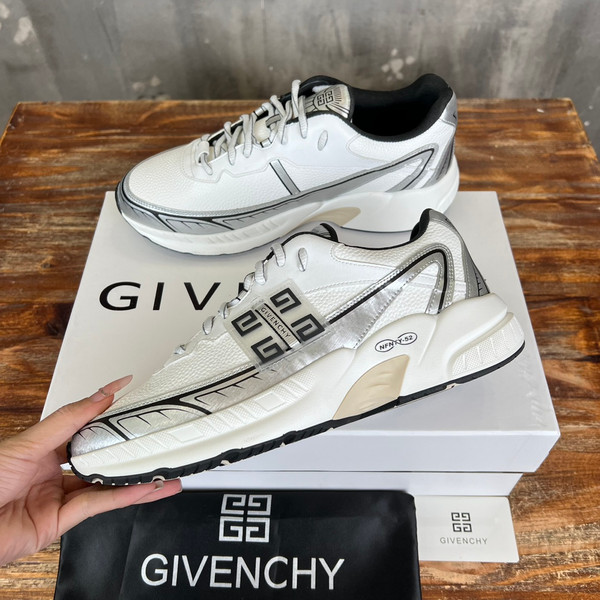 Givenchy Nfnty-52 Sneakers Mesh Calfskin Leather, White/Silver