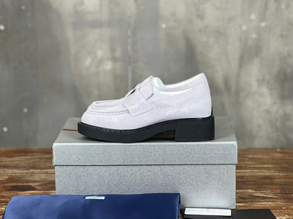 Prada Suede Loafers Calfskin Leather, White