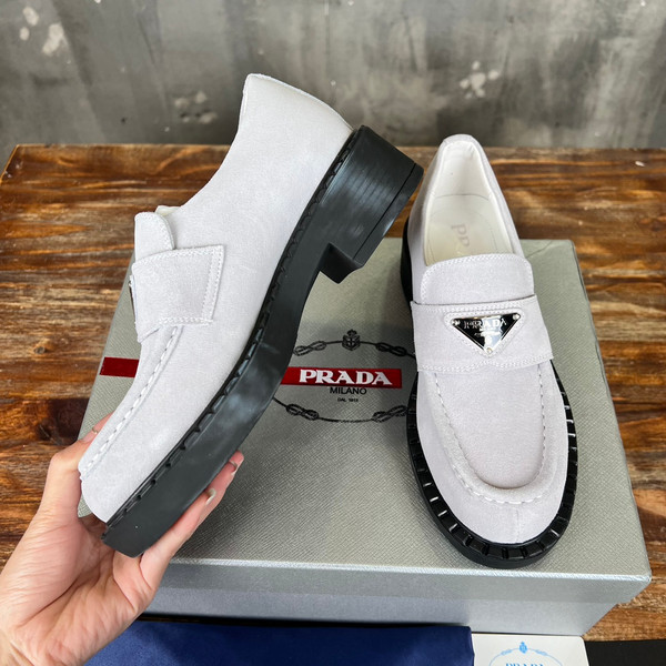Prada Suede Loafers Calfskin Leather, White