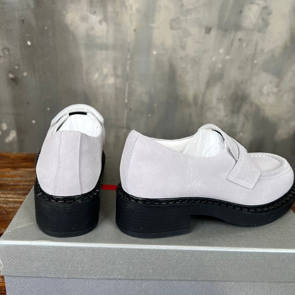 Prada Suede Loafers Calfskin Leather, White