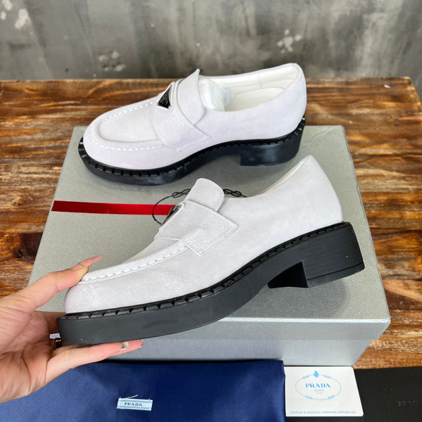 Prada Suede Loafers Calfskin Leather, White