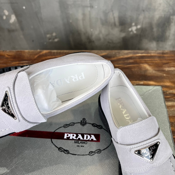 Prada Suede Loafers Calfskin Leather, White
