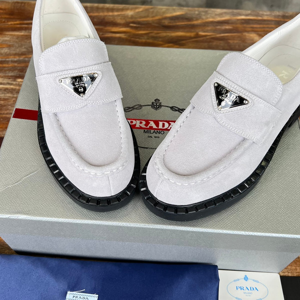 Prada Suede Loafers Calfskin Leather, White