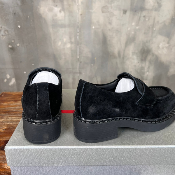 Prada Suede Loafers Calfskin Leather, Black