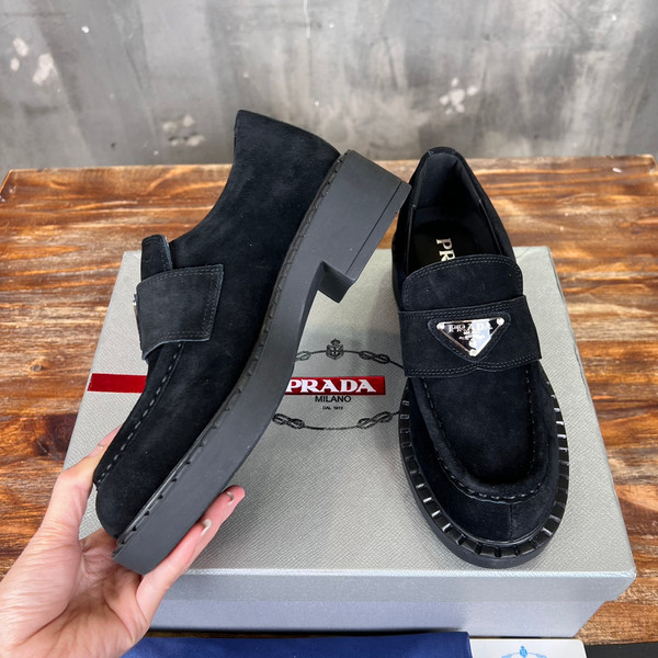Prada Suede Loafers Calfskin Leather, Black