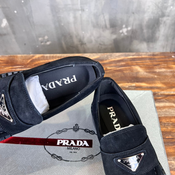 Prada Suede Loafers Calfskin Leather, Black