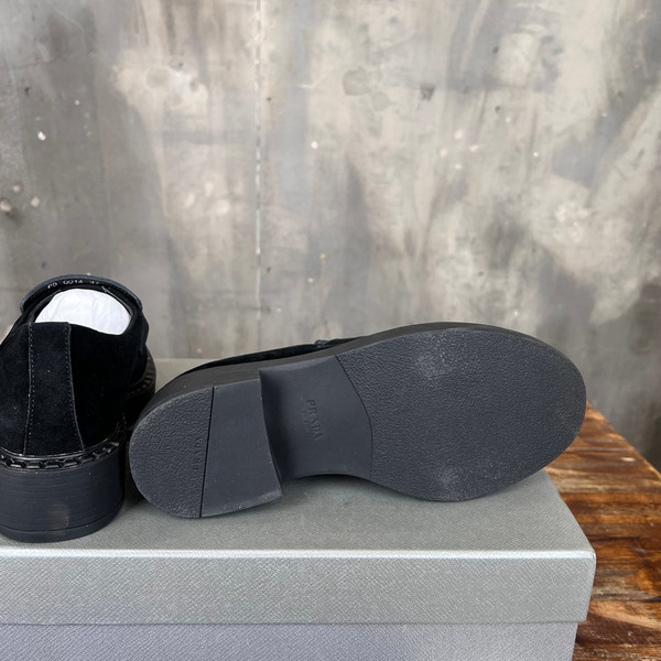 Prada Suede Loafers Calfskin Leather, Black