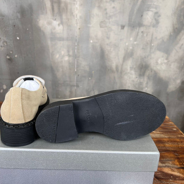 Prada Suede Loafers Calfskin Leather, Beige