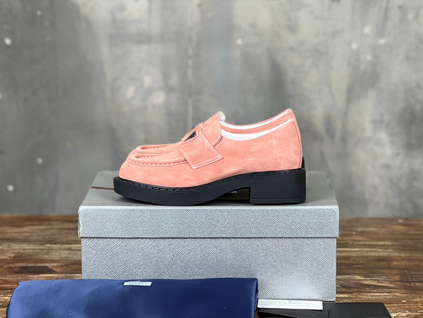 Prada Suede Loafers Calfskin Leather, Pink