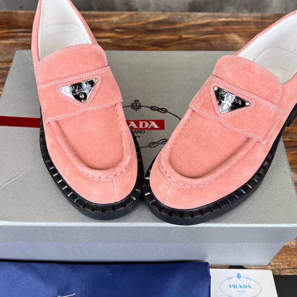 Prada Suede Loafers Calfskin Leather, Pink