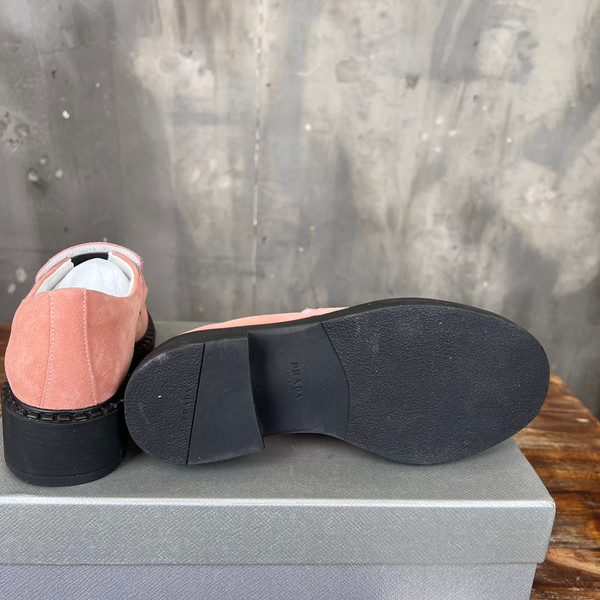 Prada Suede Loafers Calfskin Leather, Pink