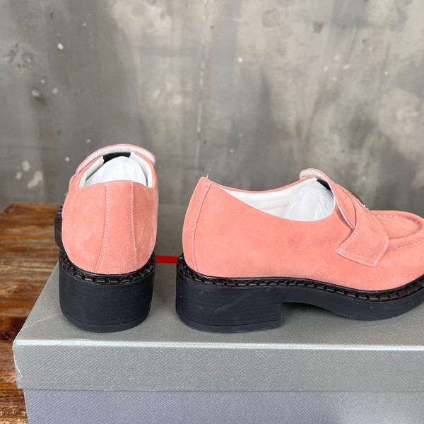 Prada Suede Loafers Calfskin Leather, Pink