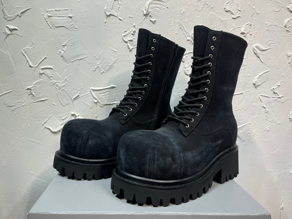 Balenciaga Stomper Boots Suede Calfskin Leather, Black