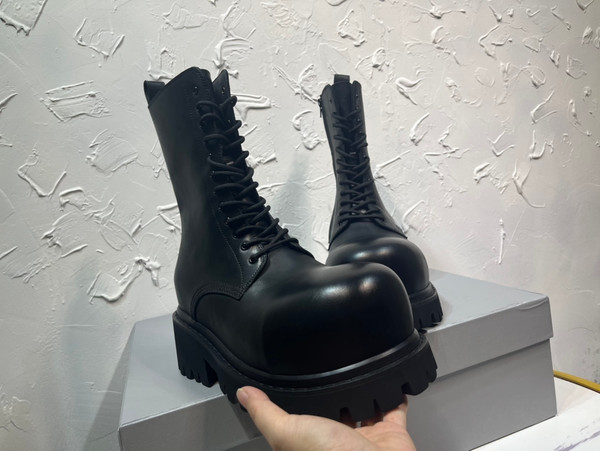 Balenciaga Stomper Boots  Calfskin Leather, Black
