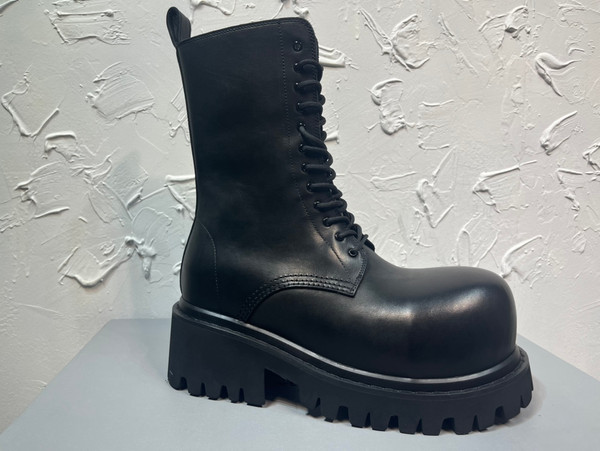 Balenciaga Stomper Boots  Calfskin Leather, Black