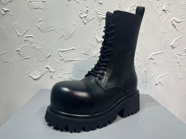 Balenciaga Stomper Boots  Calfskin Leather, Black