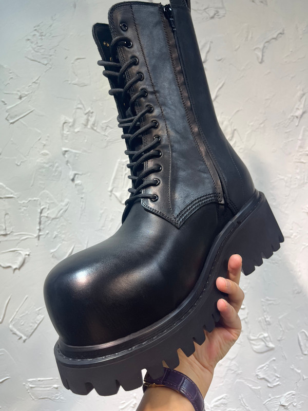 Balenciaga Stomper Boots  Calfskin Leather, Black