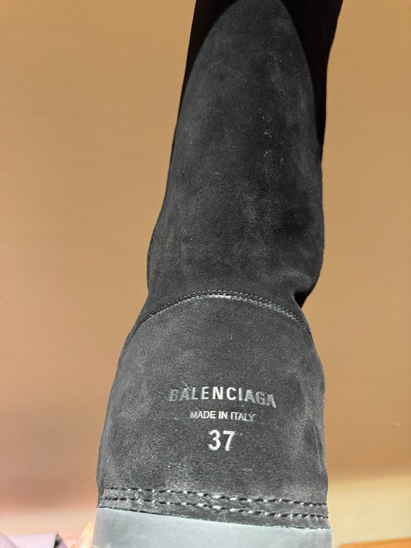 Balenciaga Alaska Split Calfskin Faux-Fur Knee High Heel Boots, Black