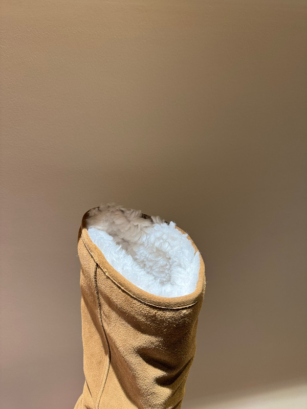 Balenciaga Alaska Split Calfskin Faux-Fur Knee High Heel Boots, Brown