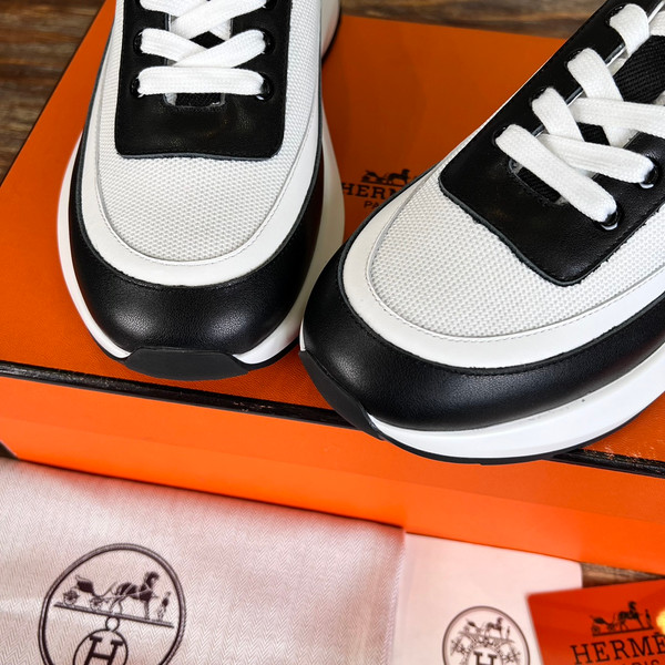 Hermes Gramme Mens Sneaker Calfskin Leather, Light Pink/Light Yellow