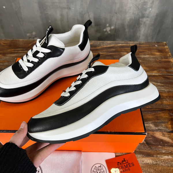 Hermes Gramme Mens Sneaker Calfskin Leather, Light Pink/Light Yellow