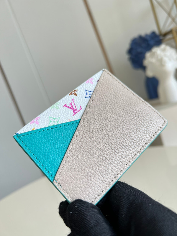 Louis Vuitton LV x TM Criss-Cross Card Holder 10cm Cowhide Leather M14090, Multicolored/Kabira Blue/Rose
