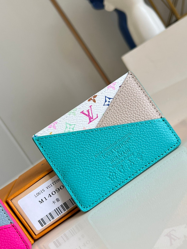Louis Vuitton LV x TM Criss-Cross Card Holder 10cm Cowhide Leather M14090, Multicolored/Kabira Blue/Rose