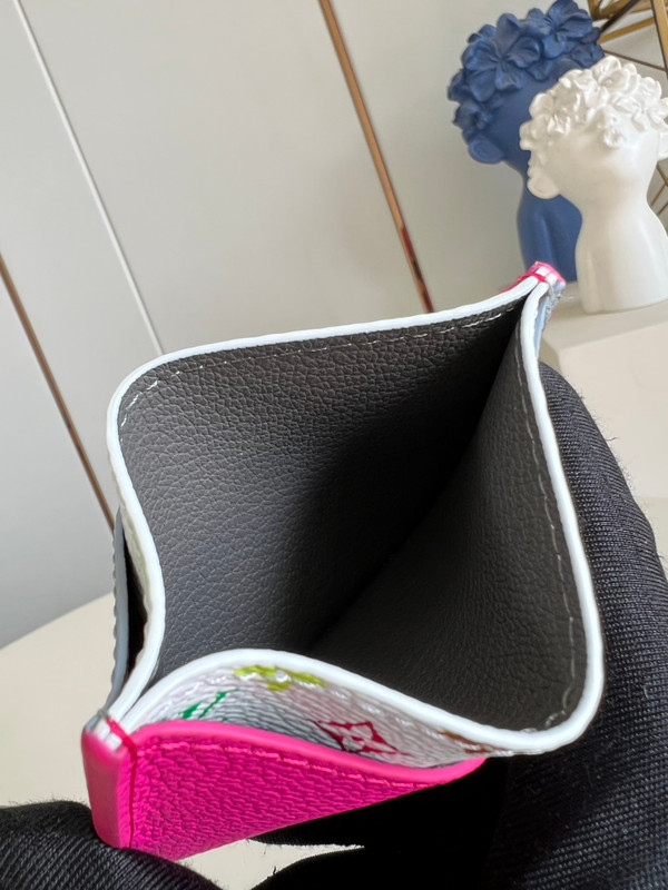 Louis Vuitton LV x TM Criss-Cross Card Holder 10cm Cowhide Leather M14091, Multicolored/Kawaii Pink/Washed Blue