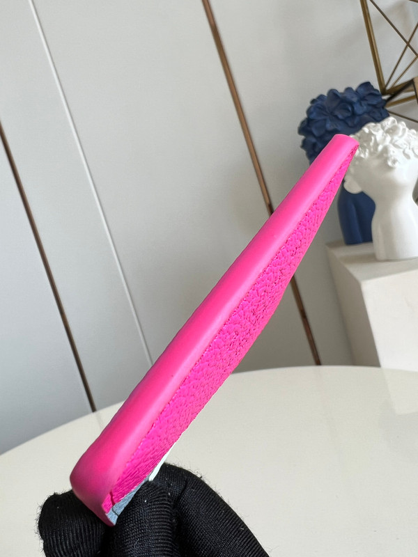 Louis Vuitton LV x TM Criss-Cross Card Holder 10cm Cowhide Leather M14091, Multicolored/Kawaii Pink/Washed Blue