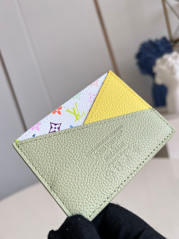 Louis Vuitton LV x TM Criss-Cross Card Holder 10cm Cowhide Leather M14139, Multicolored/Green Tea