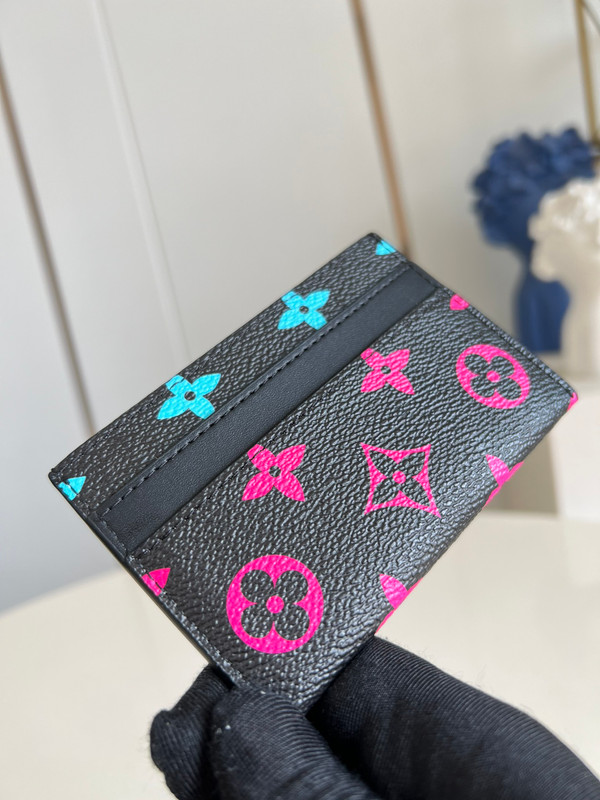 Louis Vuitton Double Card Holder 12cm Monogram Iridescent Coated Canvas M13911, Multicolored/Black