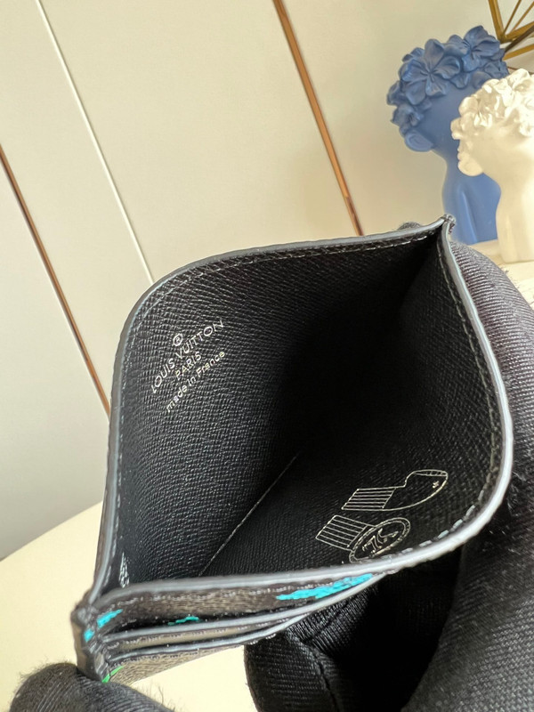 Louis Vuitton Double Card Holder 12cm Monogram Iridescent Coated Canvas M13911, Multicolored/Black