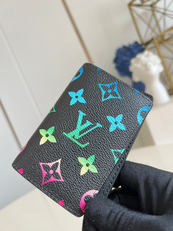 Louis Vuitton Pocket Organizer 12cm Monogram Iridescent Coated Canvas M14134, Multicolored/Black