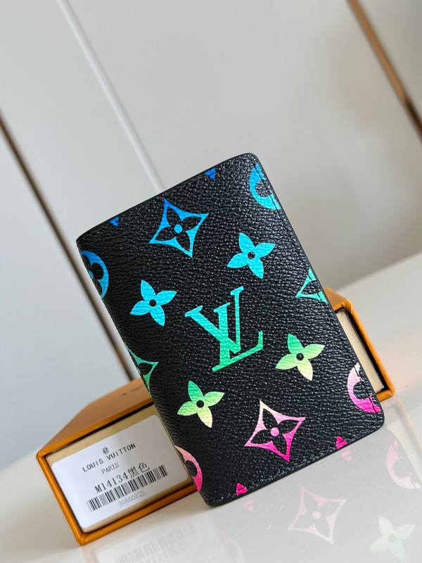Louis Vuitton Pocket Organizer 12cm Monogram Iridescent Coated Canvas M14134, Multicolored/Black