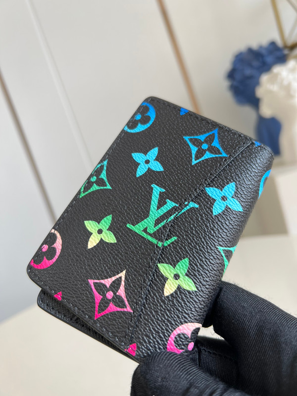 Louis Vuitton Pocket Organizer 12cm Monogram Iridescent Coated Canvas M14134, Multicolored/Black