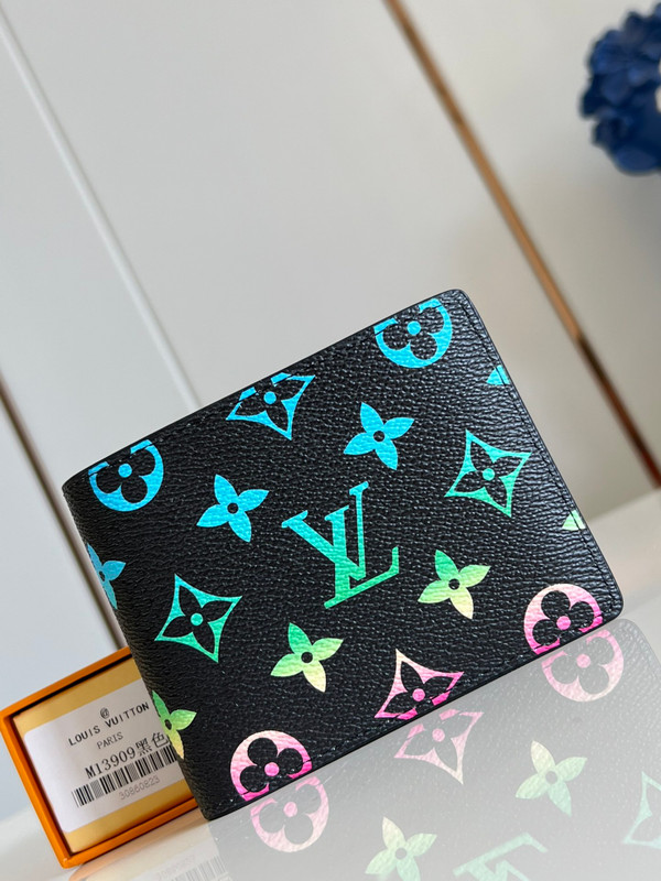 Louis Vuitton Multiple Wallet 12cm Monogram Iridescent Coated Canvas M13909, Multicolored/Black