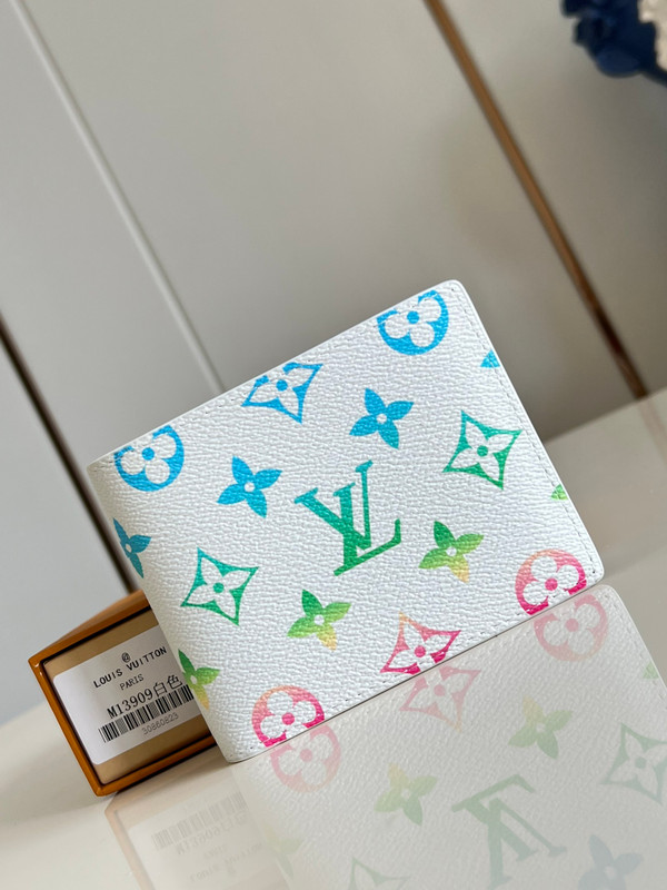 Louis Vuitton Multiple Wallet 12cm Monogram Iridescent Coated Canvas M13909, Multicolored/White