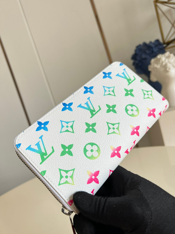 Louis Vuitton Zippy Wallet 19cm Monogram Iridescent Coated Canvas M13908, Multicolored/White