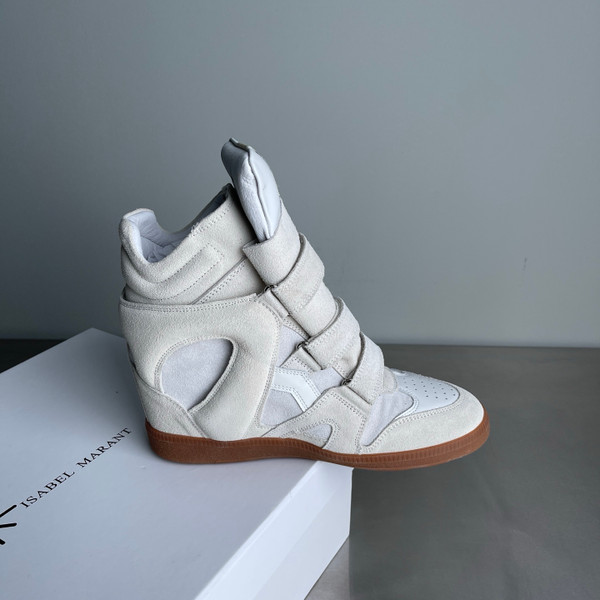 Isabel Marant Balskee 50MM High-Top Wedge Sneakers, White