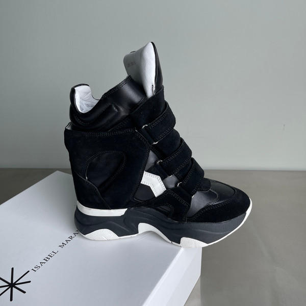 Isabel Marant Balskee 50MM High-Top Wedge Sneakers, Black