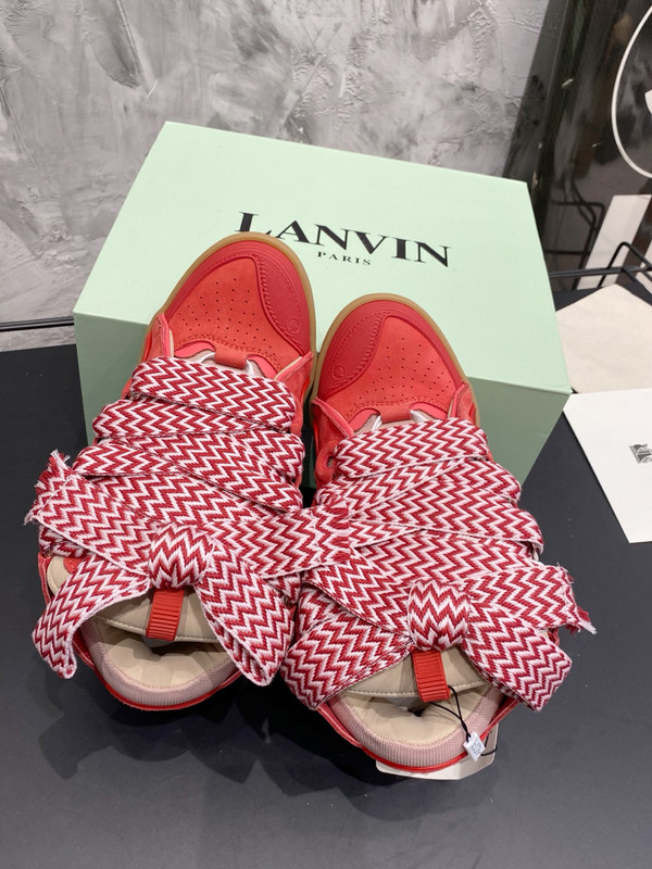 Lanvin Curb Sneakers Napa Leather Sneakers, Red