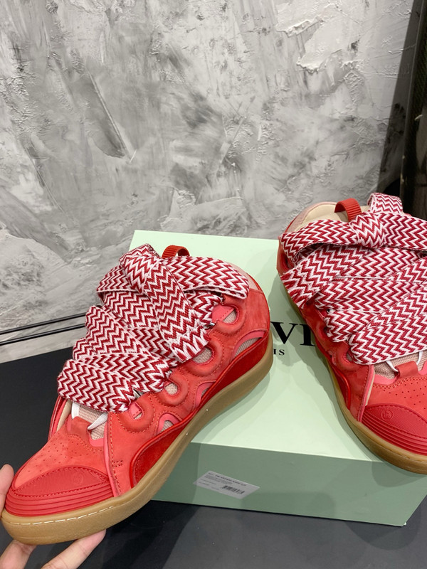 Lanvin Curb Sneakers Napa Leather Sneakers, Red