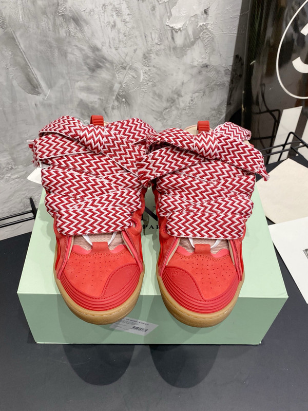 Lanvin Curb Sneakers Napa Leather Sneakers, Red