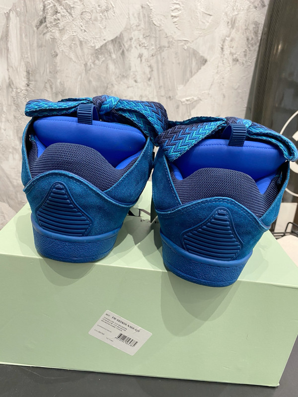 Lanvin Curb Sneakers Napa Leather Sneakers, Dark Blue