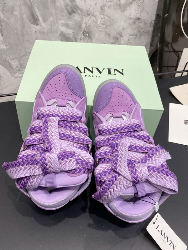 Lanvin Curb Sneakers Napa Leather Sneakers, Liliac Purple