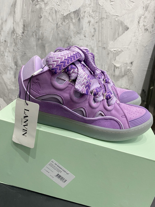 Lanvin Curb Sneakers Napa Leather Sneakers, Liliac Purple