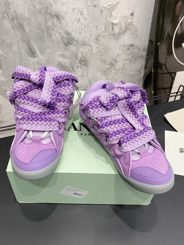 Lanvin Curb Sneakers Napa Leather Sneakers, Liliac Purple