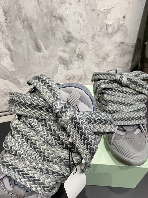 Lanvin Curb Sneakers Napa Leather Sneakers, Grey