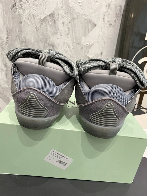 Lanvin Curb Sneakers Napa Leather Sneakers, Grey